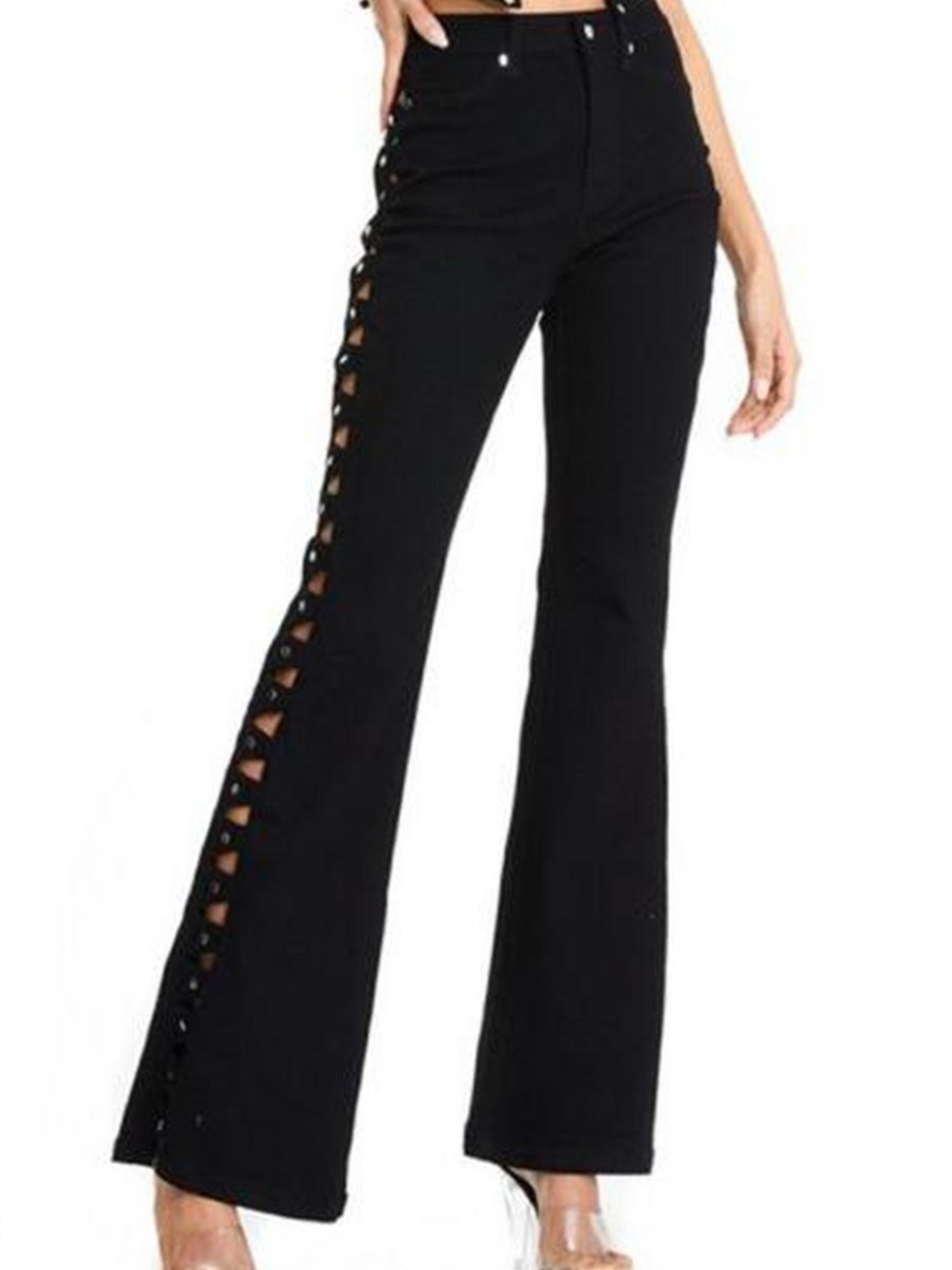I.AM.GIA Black Lace-Up Wide Leg Jeans